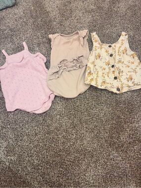 Kids Sleeveless Floral Button Vest and Pink Knit Tank Tops - Set of 3